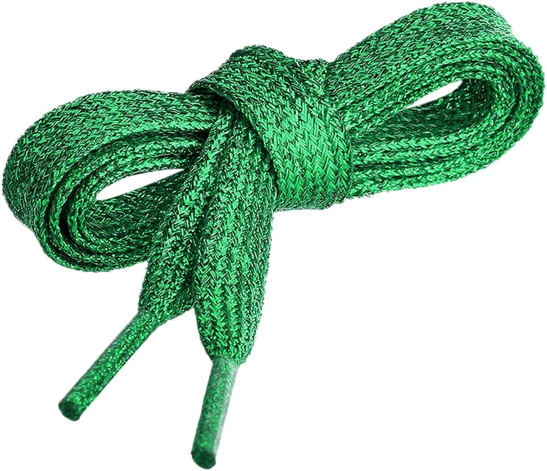 imageAllegra K Glitter Shiny Metallic Sparkling Shimmery Flat Sneakers Shoelace Shoe Laces StringsGreen