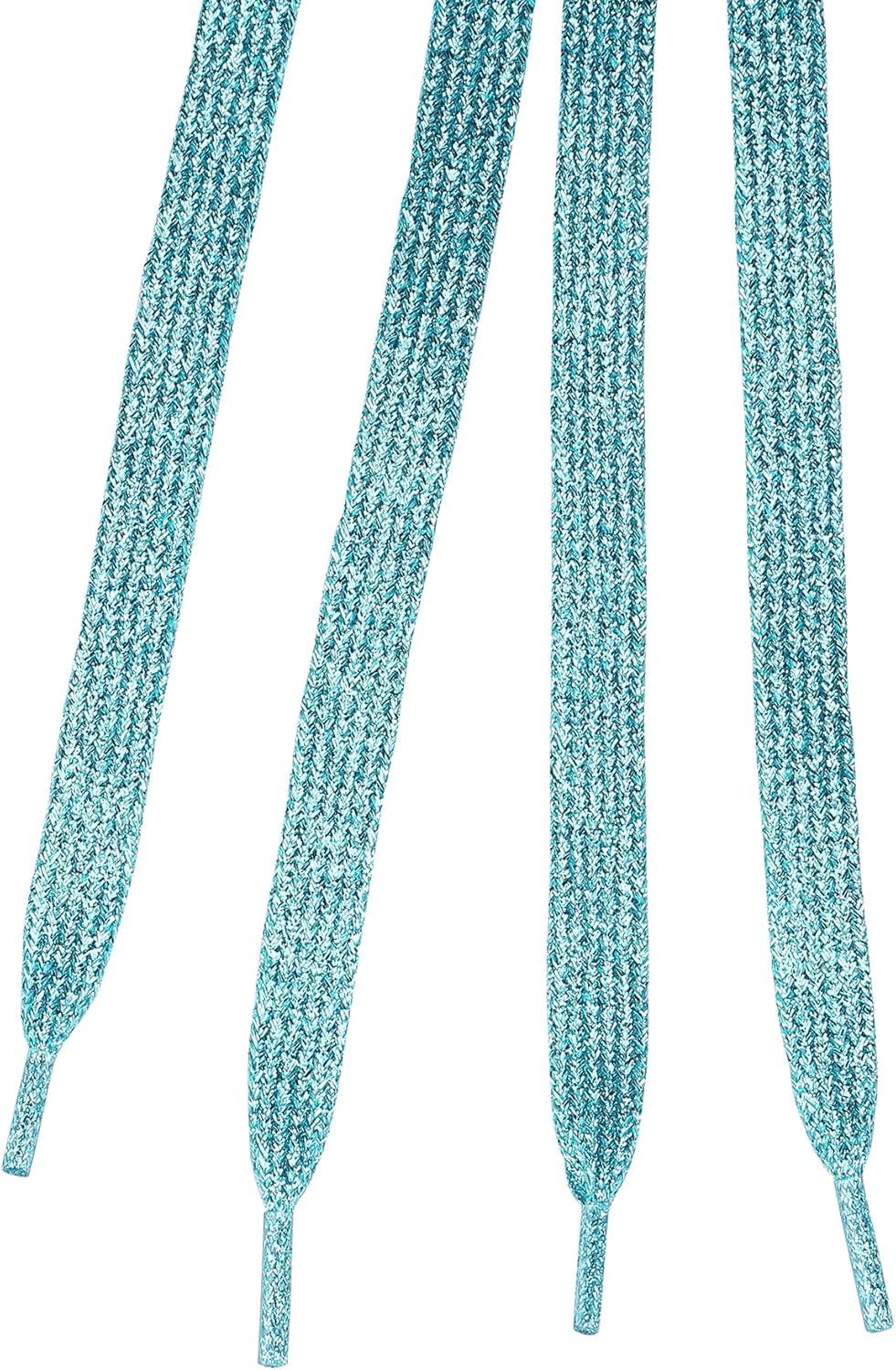 imageAllegra K Glitter Shiny Metallic Sparkling Shimmery Flat Sneakers Shoelace Shoe Laces StringsLake Blue