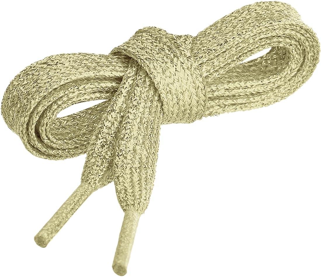 imageAllegra K Glitter Shiny Metallic Sparkling Shimmery Flat Sneakers Shoelace Shoe Laces StringsLight Gold
