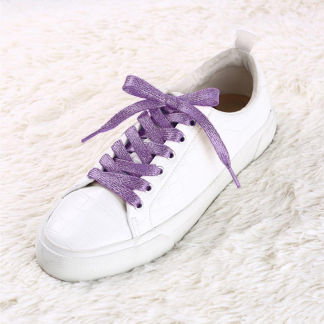 imageAllegra K Glitter Shiny Metallic Sparkling Shimmery Flat Sneakers Shoelace Shoe Laces StringsLight Purple