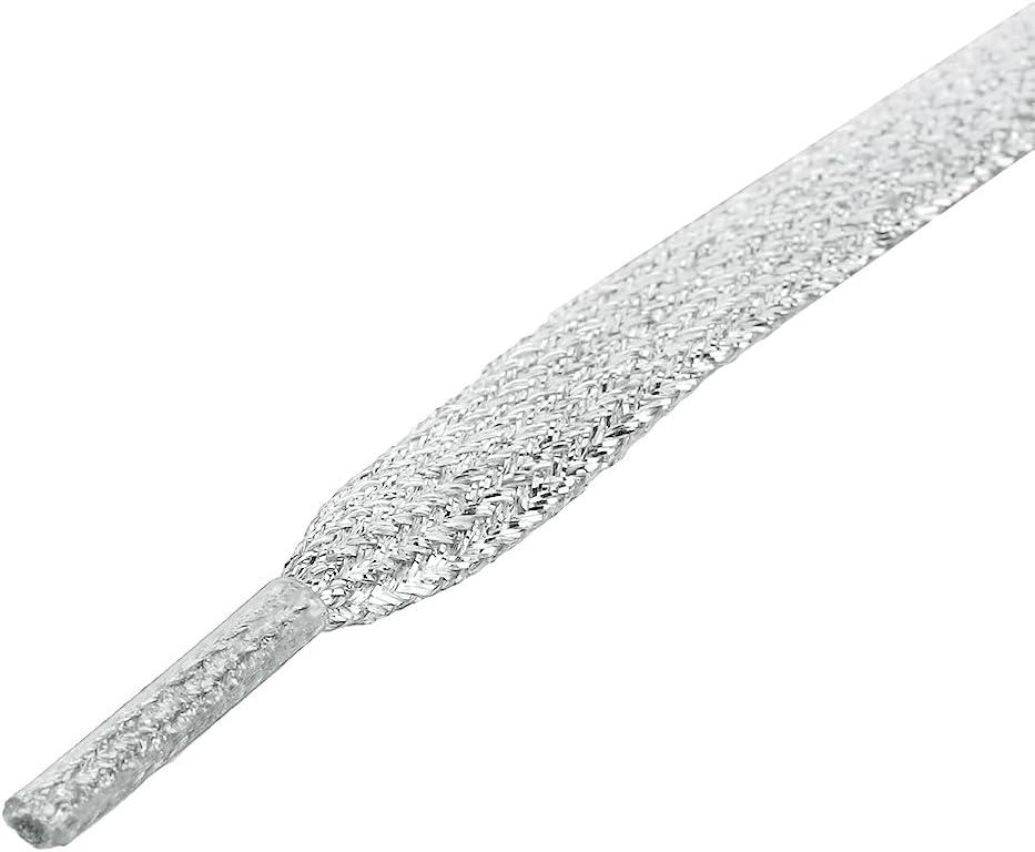 imageAllegra K Glitter Shiny Metallic Sparkling Shimmery Flat Sneakers Shoelace Shoe Laces StringsSilver