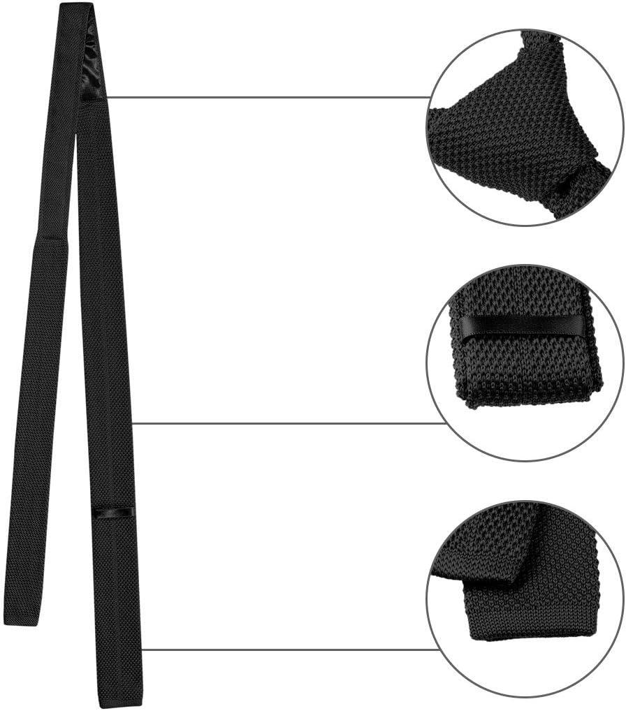 imageAllegra K Mens SelfTied Solid Color Skinny Flat Tips Designed Knit TiesBlack