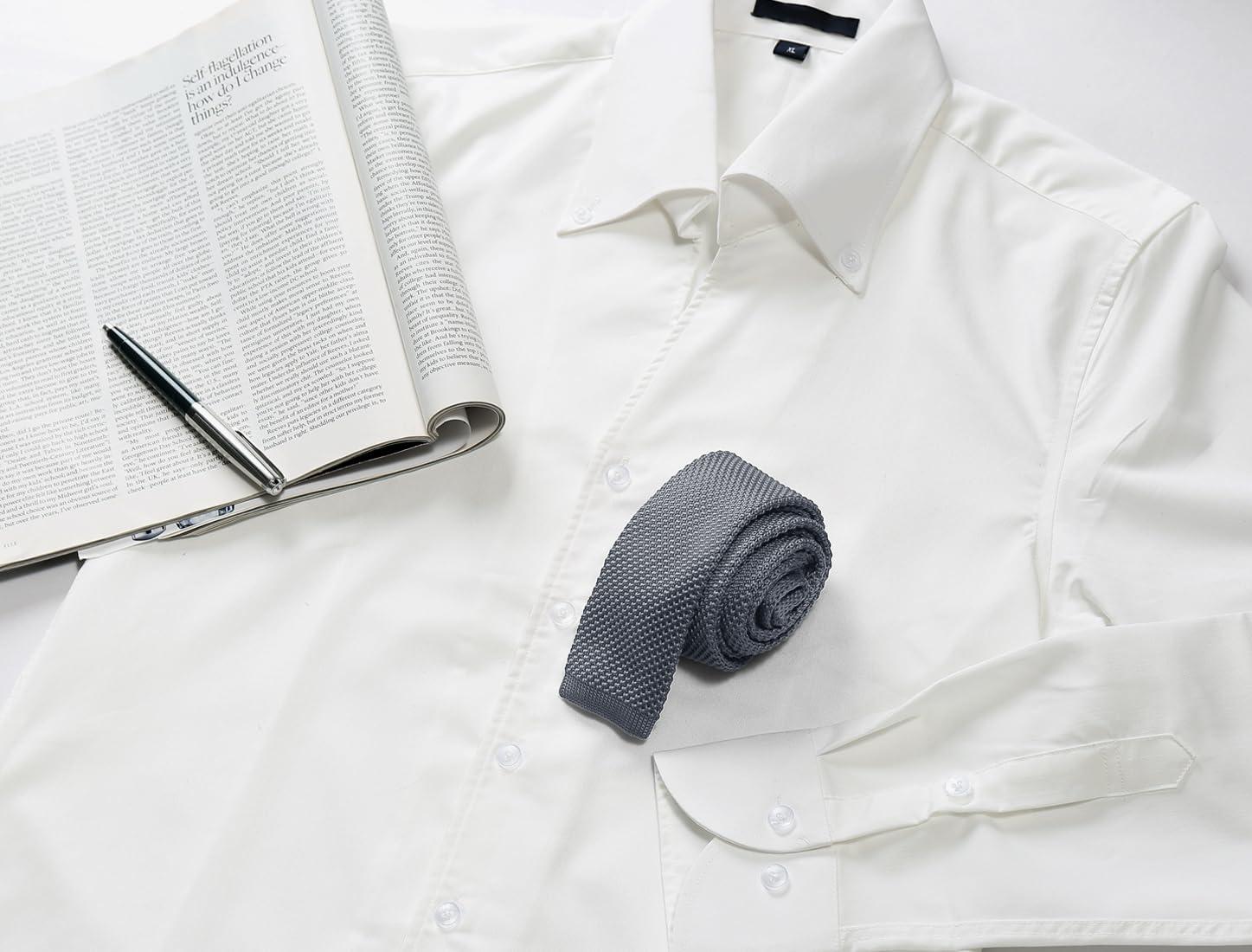 imageAllegra K Mens SelfTied Solid Color Skinny Flat Tips Designed Knit TiesDeep Gray