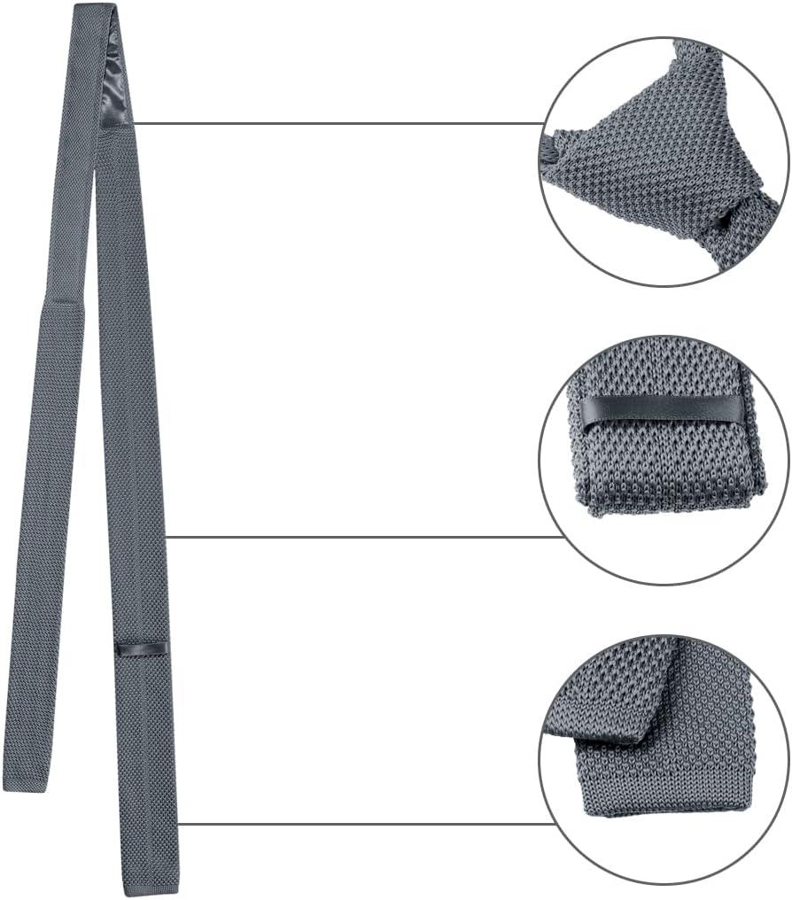 imageAllegra K Mens SelfTied Solid Color Skinny Flat Tips Designed Knit TiesDeep Gray