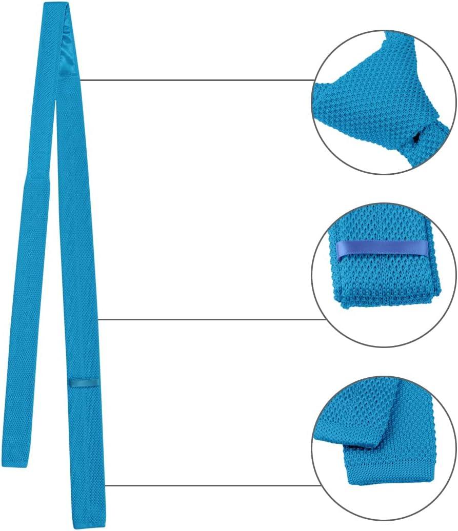 imageAllegra K Mens SelfTied Solid Color Skinny Flat Tips Designed Knit TiesLight Blue
