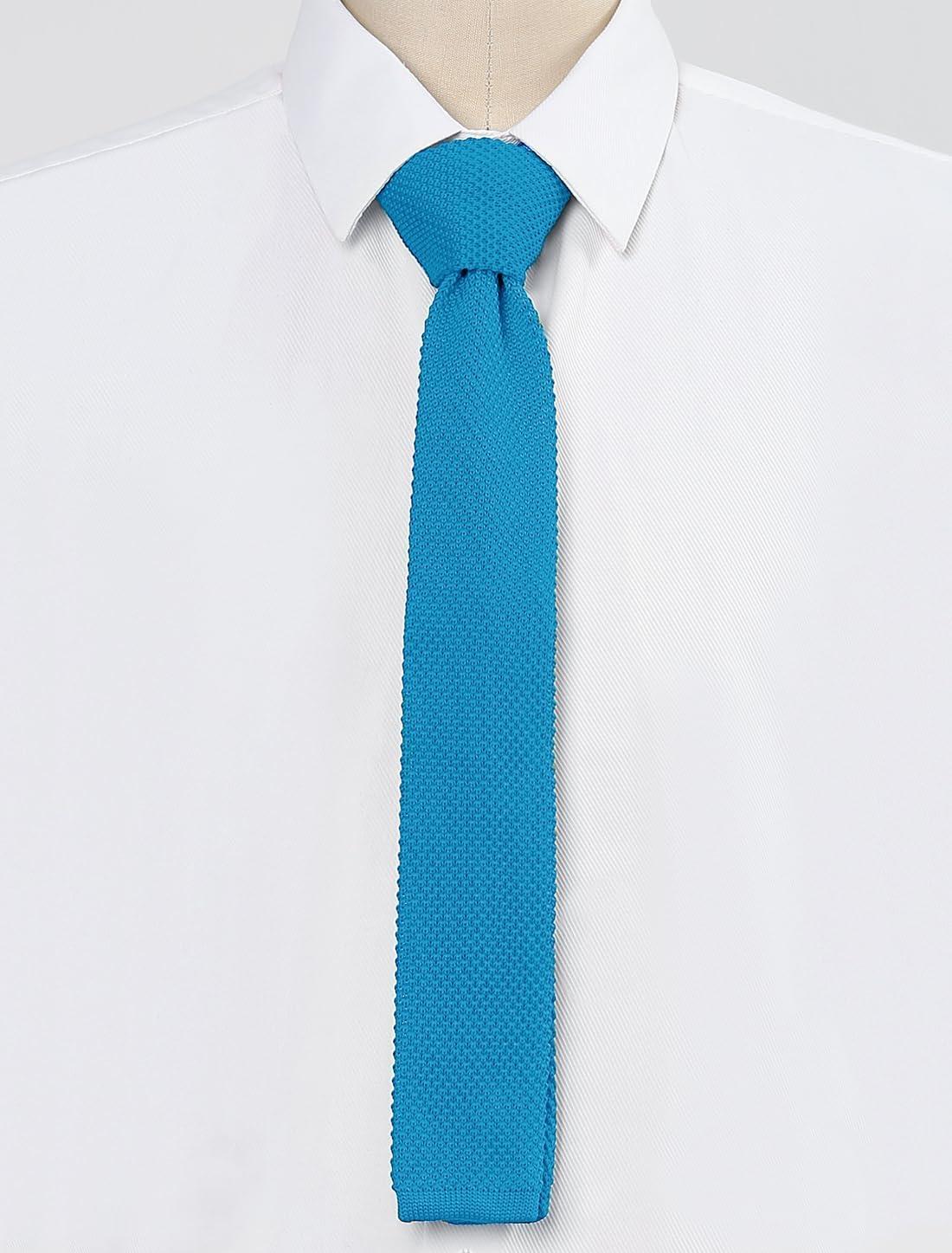 imageAllegra K Mens SelfTied Solid Color Skinny Flat Tips Designed Knit TiesLight Blue