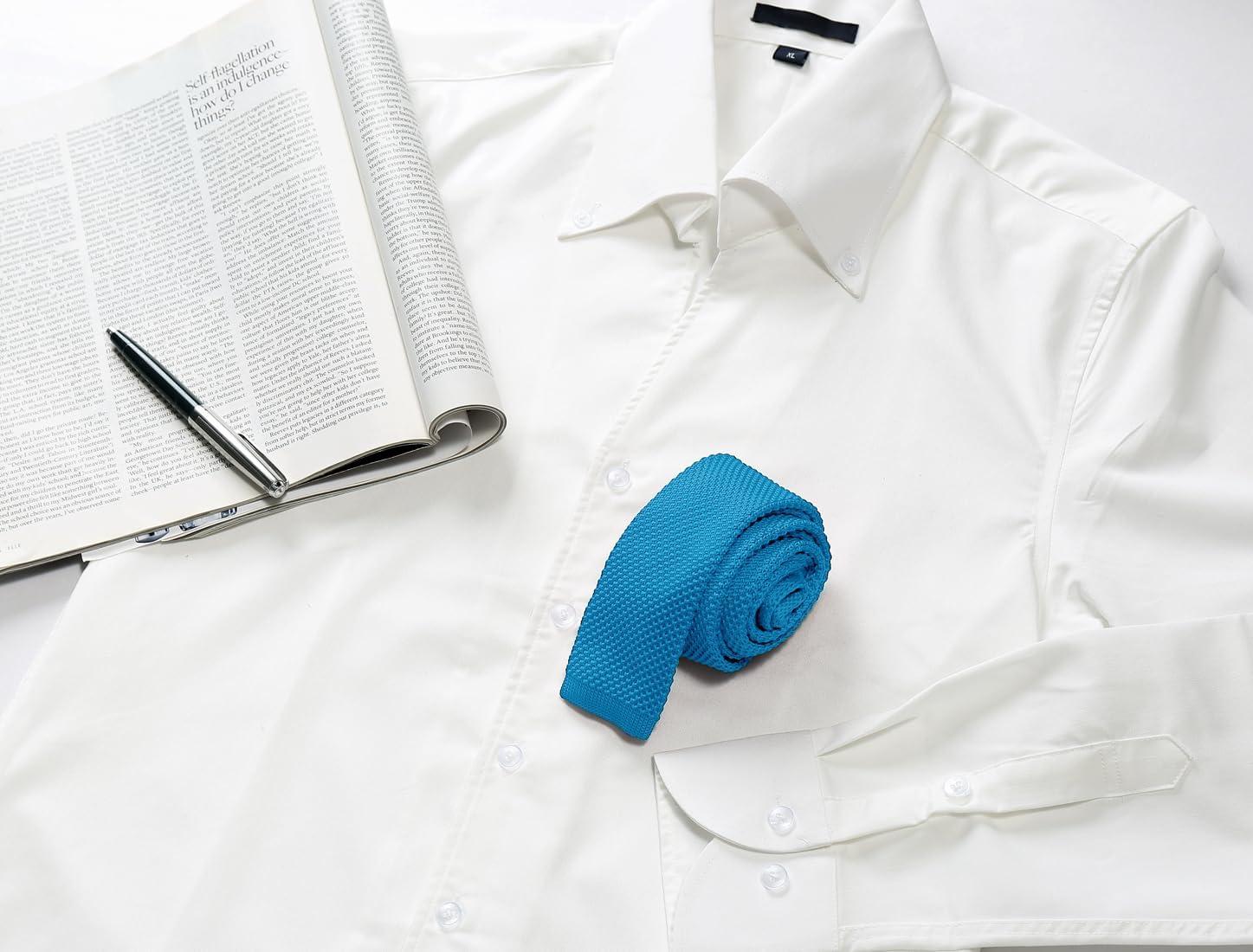 imageAllegra K Mens SelfTied Solid Color Skinny Flat Tips Designed Knit TiesLight Blue