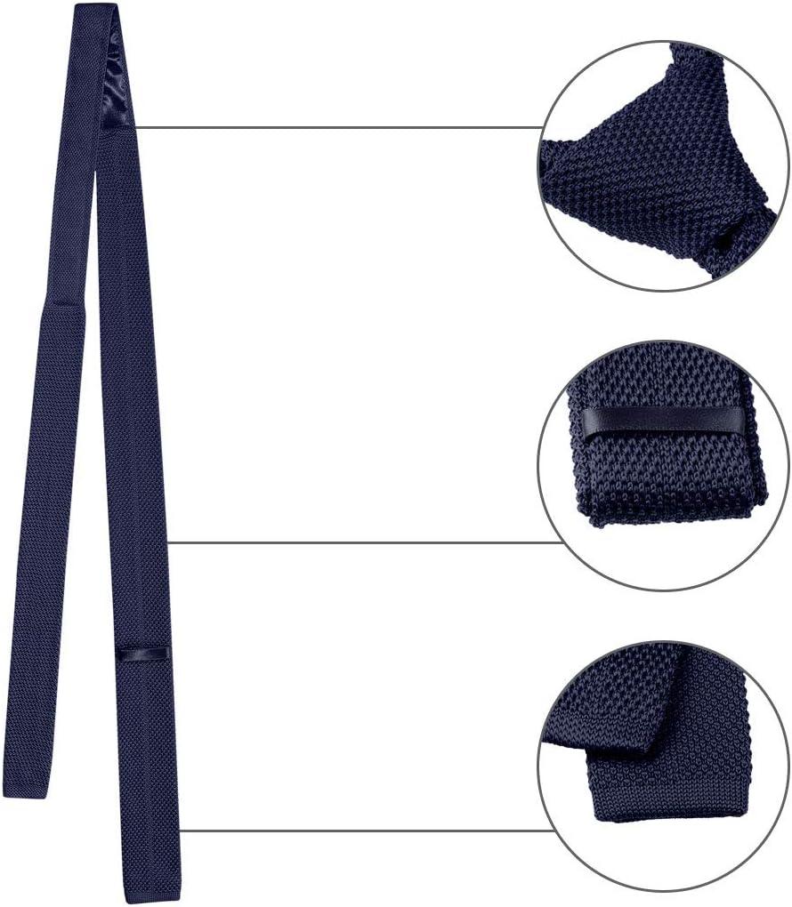imageAllegra K Mens SelfTied Solid Color Skinny Flat Tips Designed Knit TiesNavy Blue