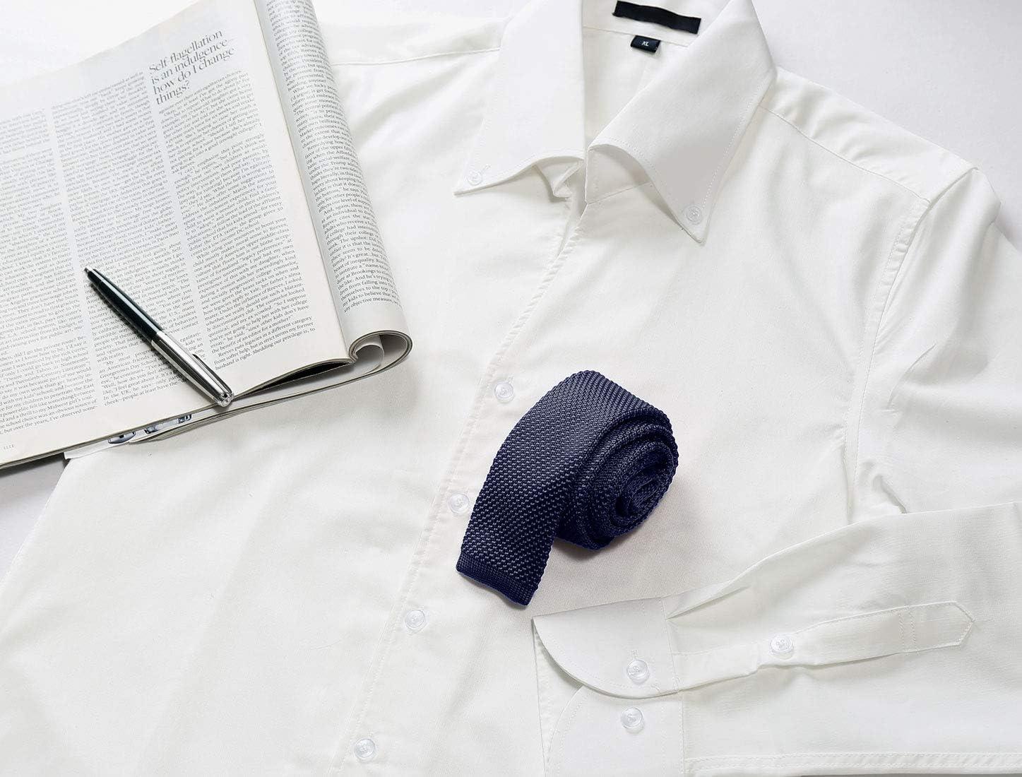 imageAllegra K Mens SelfTied Solid Color Skinny Flat Tips Designed Knit TiesNavy Blue