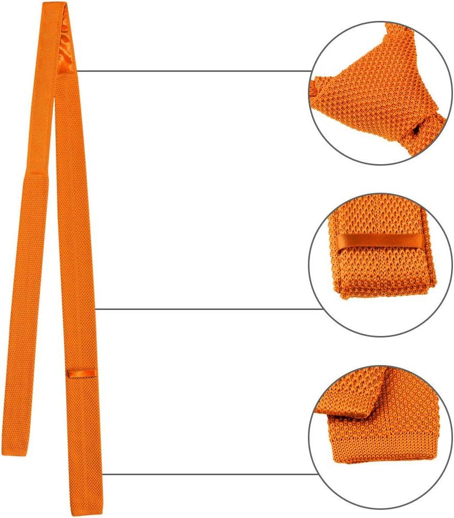 imageAllegra K Mens SelfTied Solid Color Skinny Flat Tips Designed Knit TiesOrange