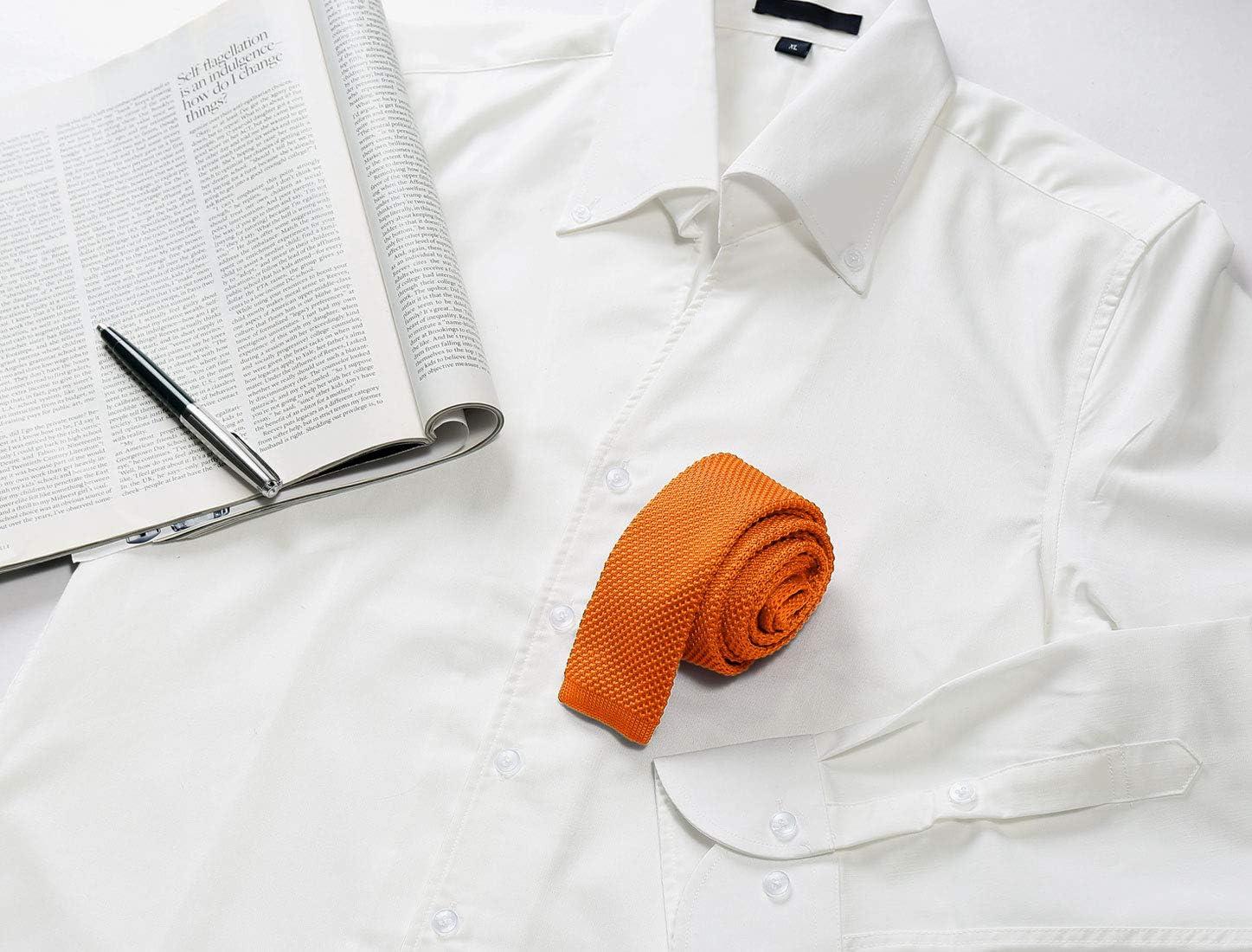 imageAllegra K Mens SelfTied Solid Color Skinny Flat Tips Designed Knit TiesOrange