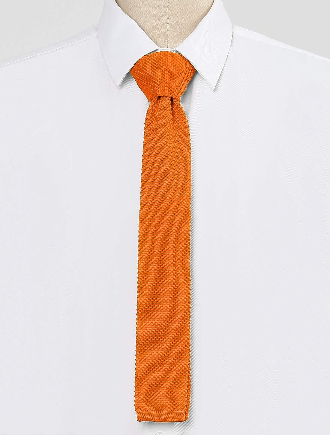 imageAllegra K Mens SelfTied Solid Color Skinny Flat Tips Designed Knit TiesOrange