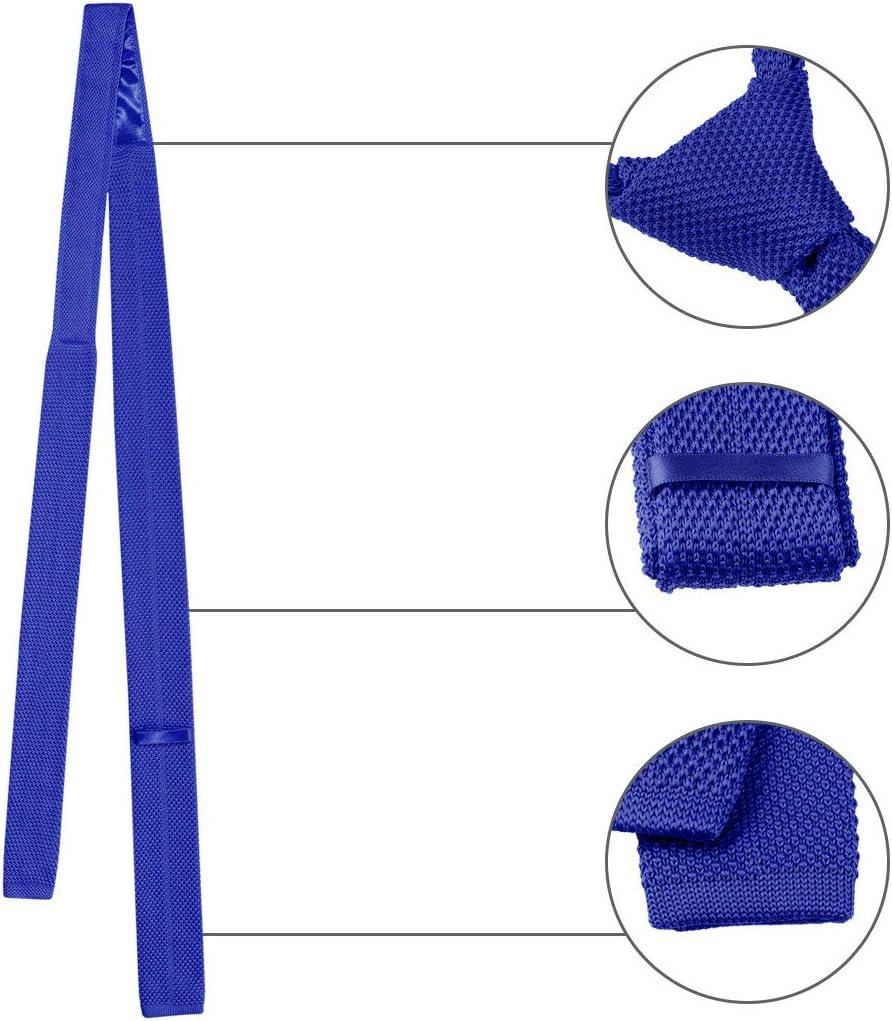 imageAllegra K Mens SelfTied Solid Color Skinny Flat Tips Designed Knit TiesRoyal Blue