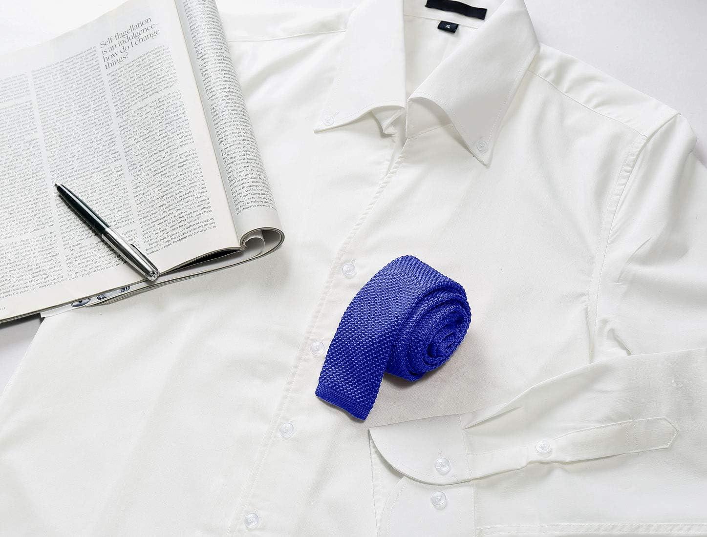 imageAllegra K Mens SelfTied Solid Color Skinny Flat Tips Designed Knit TiesRoyal Blue