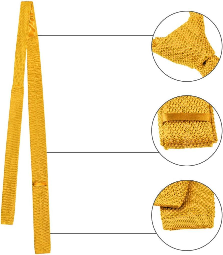 imageAllegra K Mens SelfTied Solid Color Skinny Flat Tips Designed Knit TiesYellow