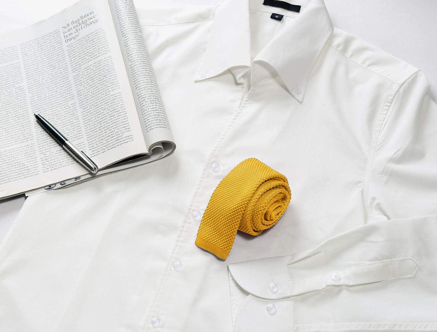 imageAllegra K Mens SelfTied Solid Color Skinny Flat Tips Designed Knit TiesYellow