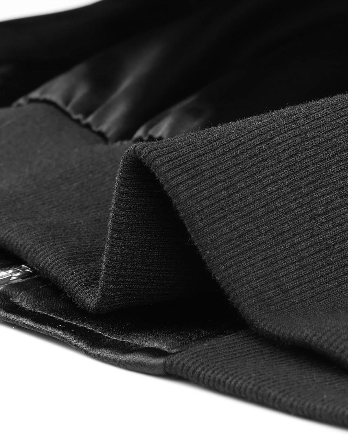 imageAllegra K Womens Casual Bomber Jacket Satin Zip Up Lightweight Hooded Windbreaker OuterwearBlack