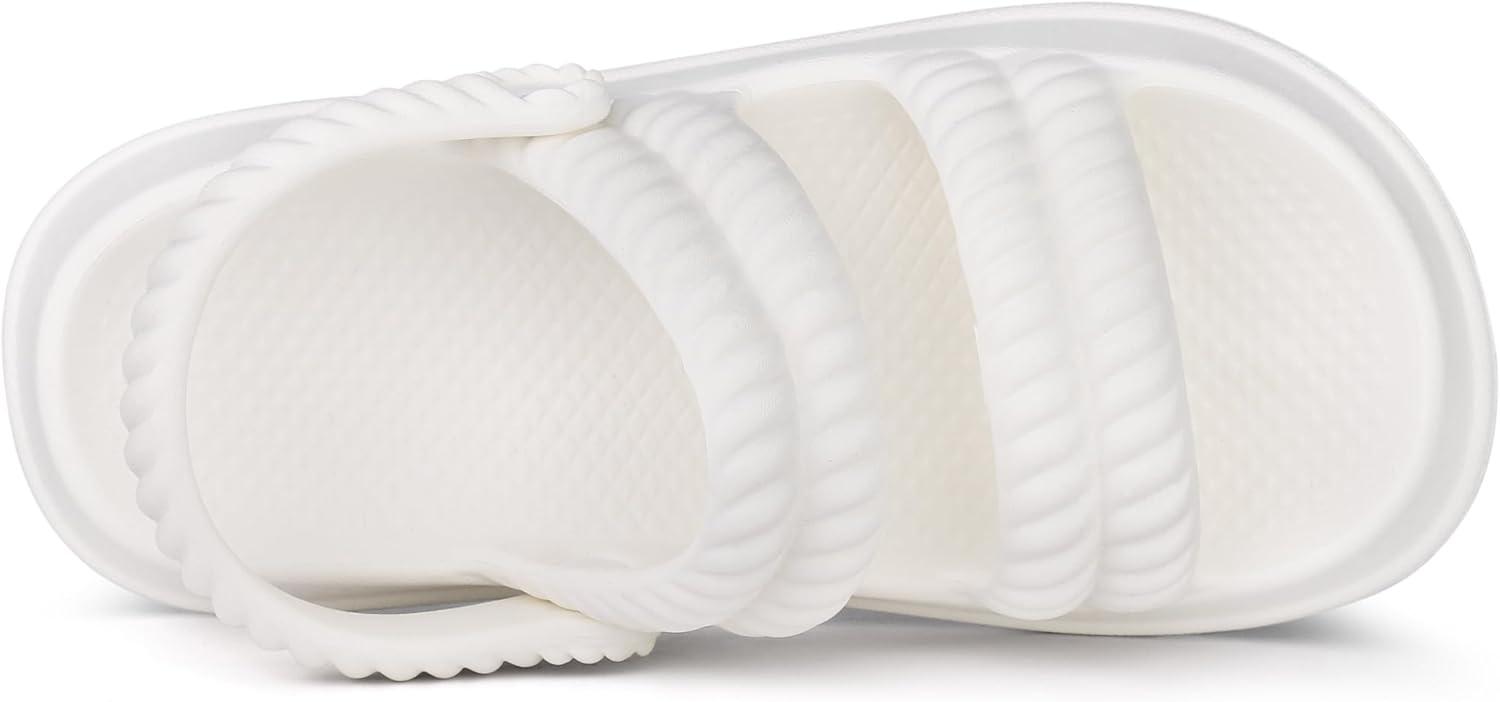 imageAllegra K Womens Cloud Slides Sandals Pillow TwoWay Wear Shower Slingback Flat SandalsWhite