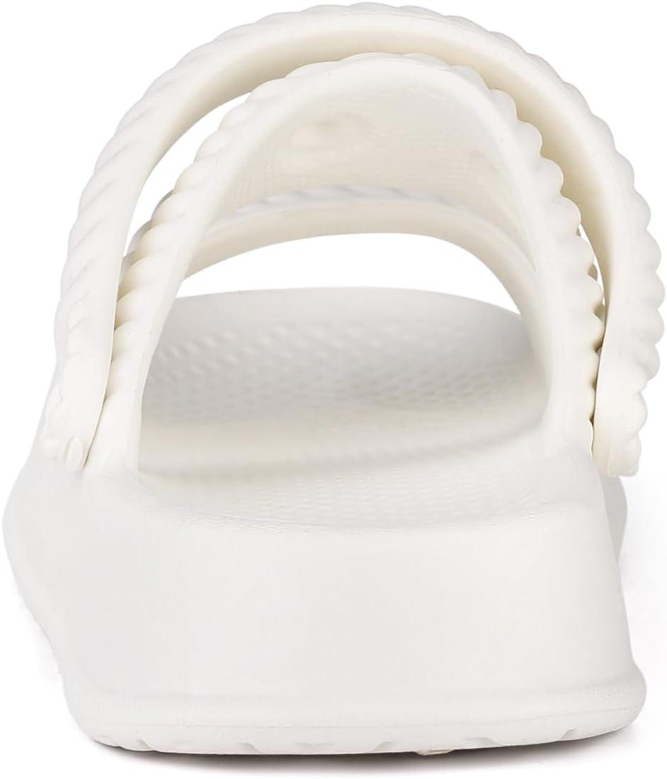 imageAllegra K Womens Cloud Slides Sandals Pillow TwoWay Wear Shower Slingback Flat SandalsWhite