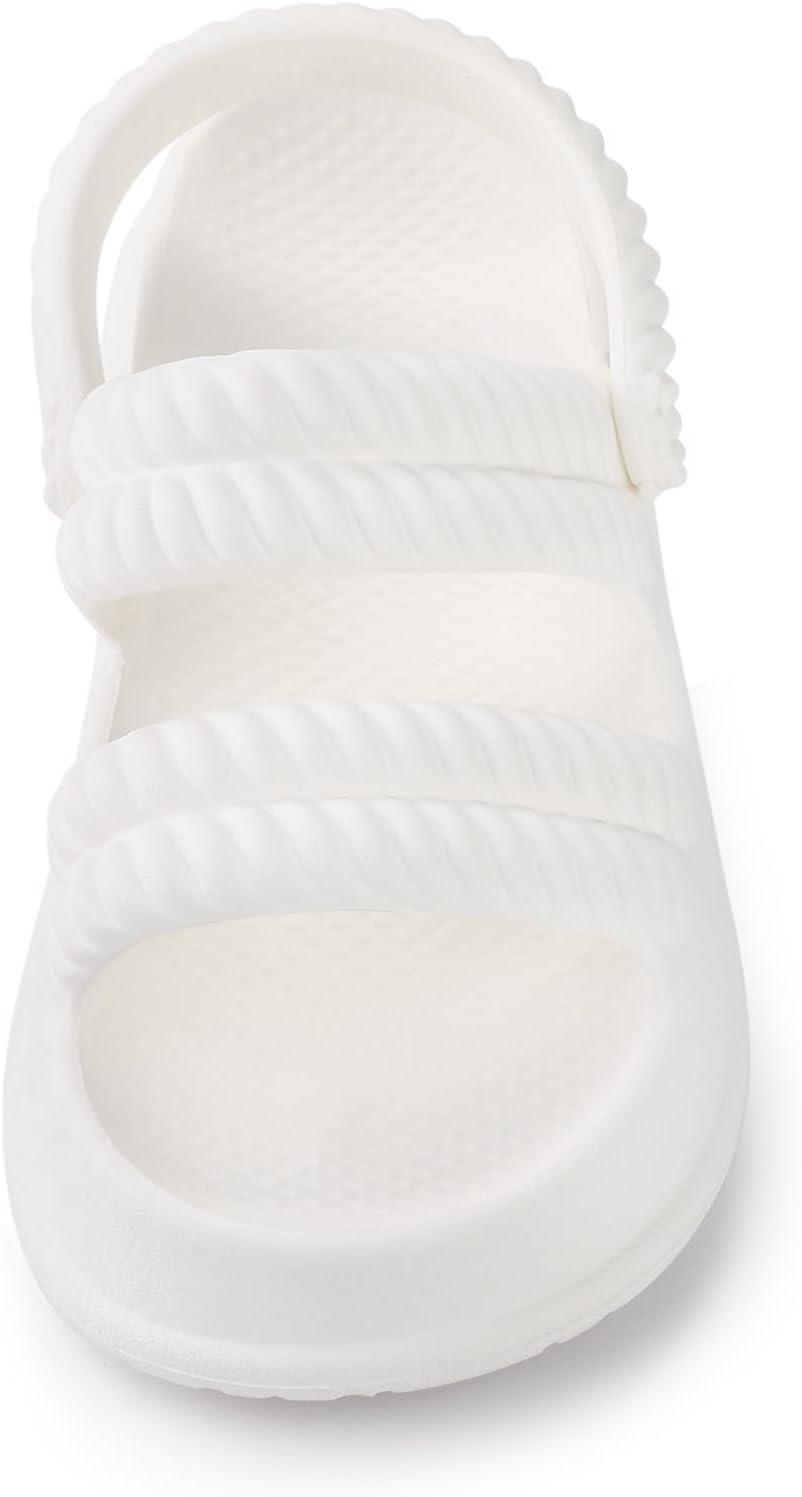 imageAllegra K Womens Cloud Slides Sandals Pillow TwoWay Wear Shower Slingback Flat SandalsWhite