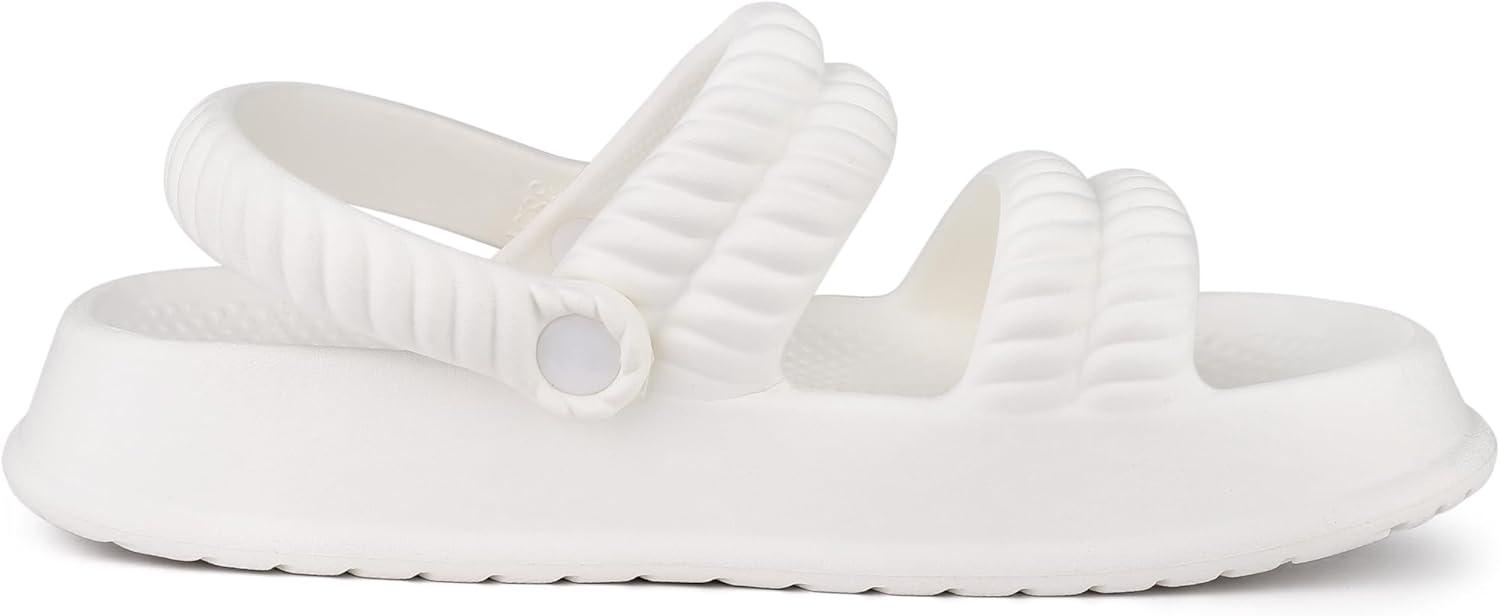 imageAllegra K Womens Cloud Slides Sandals Pillow TwoWay Wear Shower Slingback Flat SandalsWhite