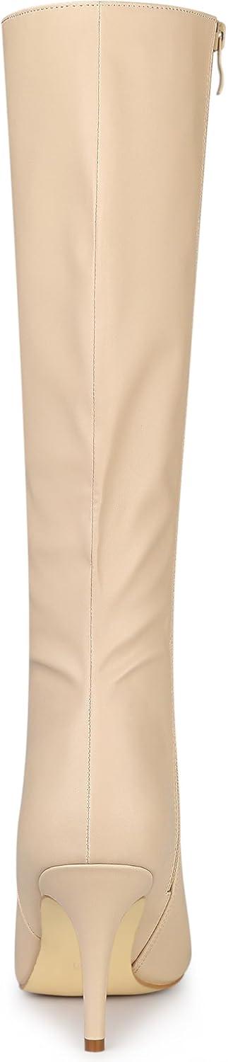 imageAllegra K Womens High Heels Pointed Toe Stiletto Heel Knee High BootsBeige