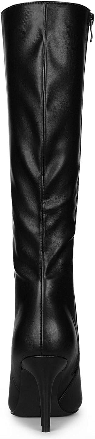 imageAllegra K Womens High Heels Pointed Toe Stiletto Heel Knee High BootsBlack