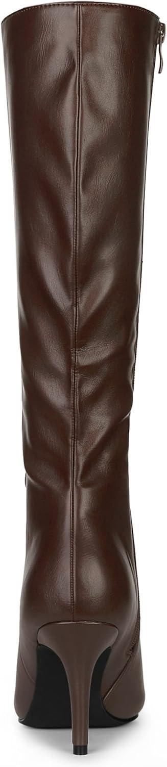 imageAllegra K Womens High Heels Pointed Toe Stiletto Heel Knee High BootsBrown