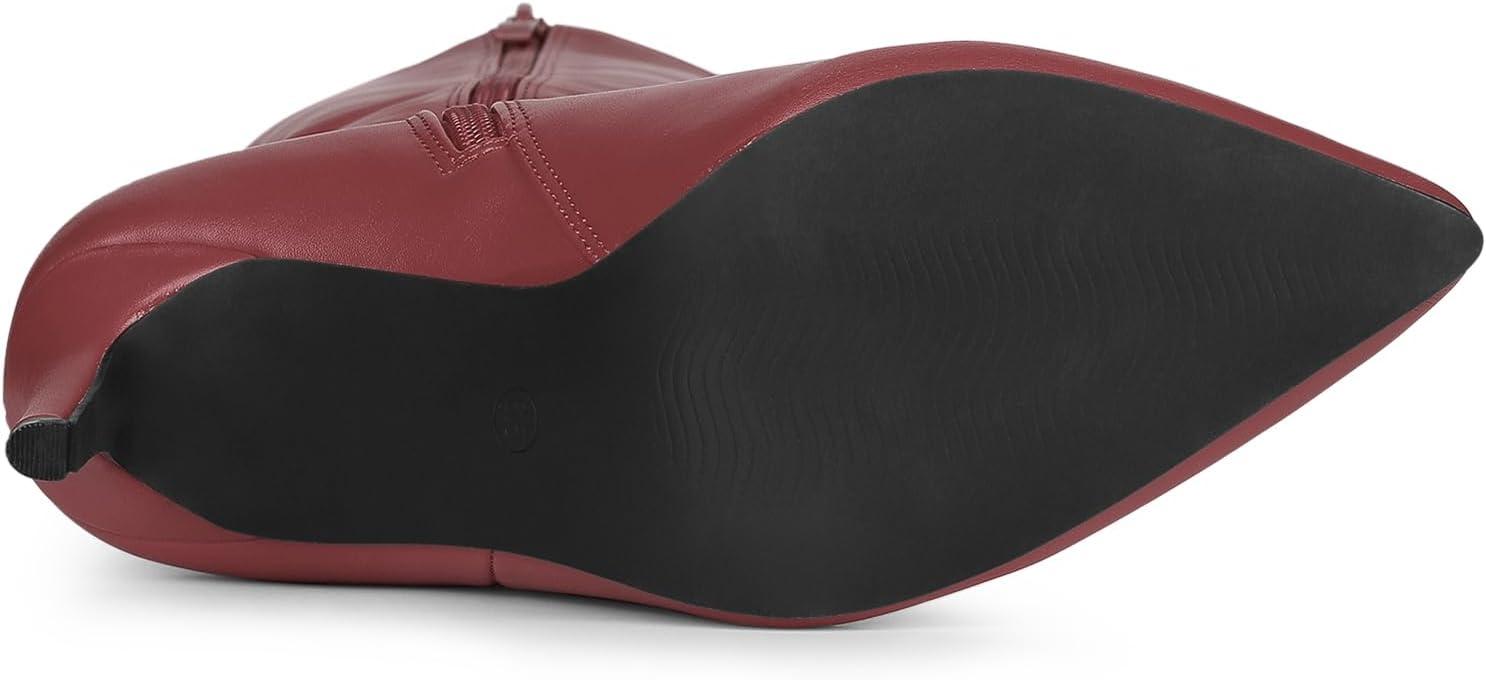 imageAllegra K Womens High Heels Pointed Toe Stiletto Heel Knee High BootsBurgundy