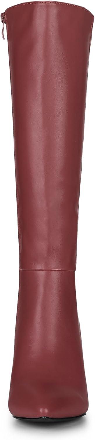 imageAllegra K Womens High Heels Pointed Toe Stiletto Heel Knee High BootsBurgundy