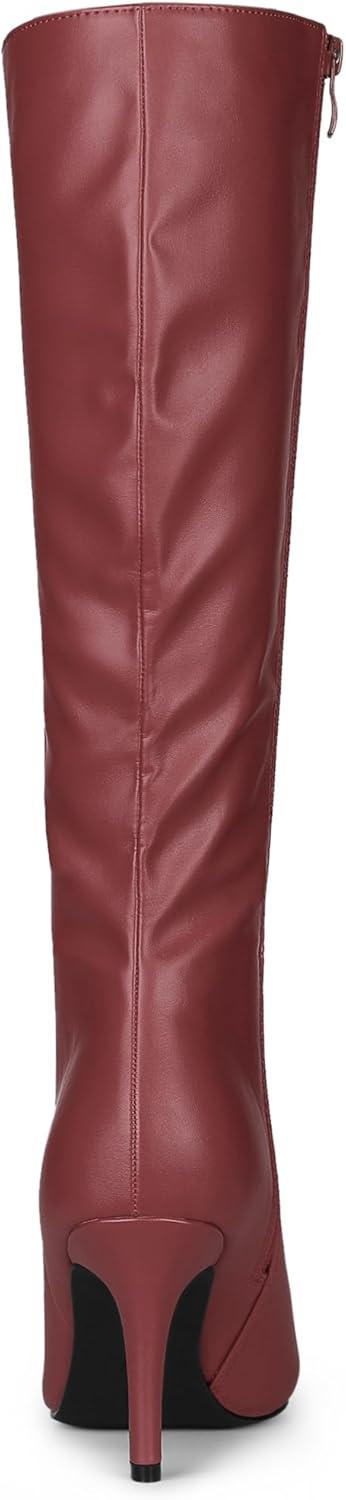 imageAllegra K Womens High Heels Pointed Toe Stiletto Heel Knee High BootsBurgundy