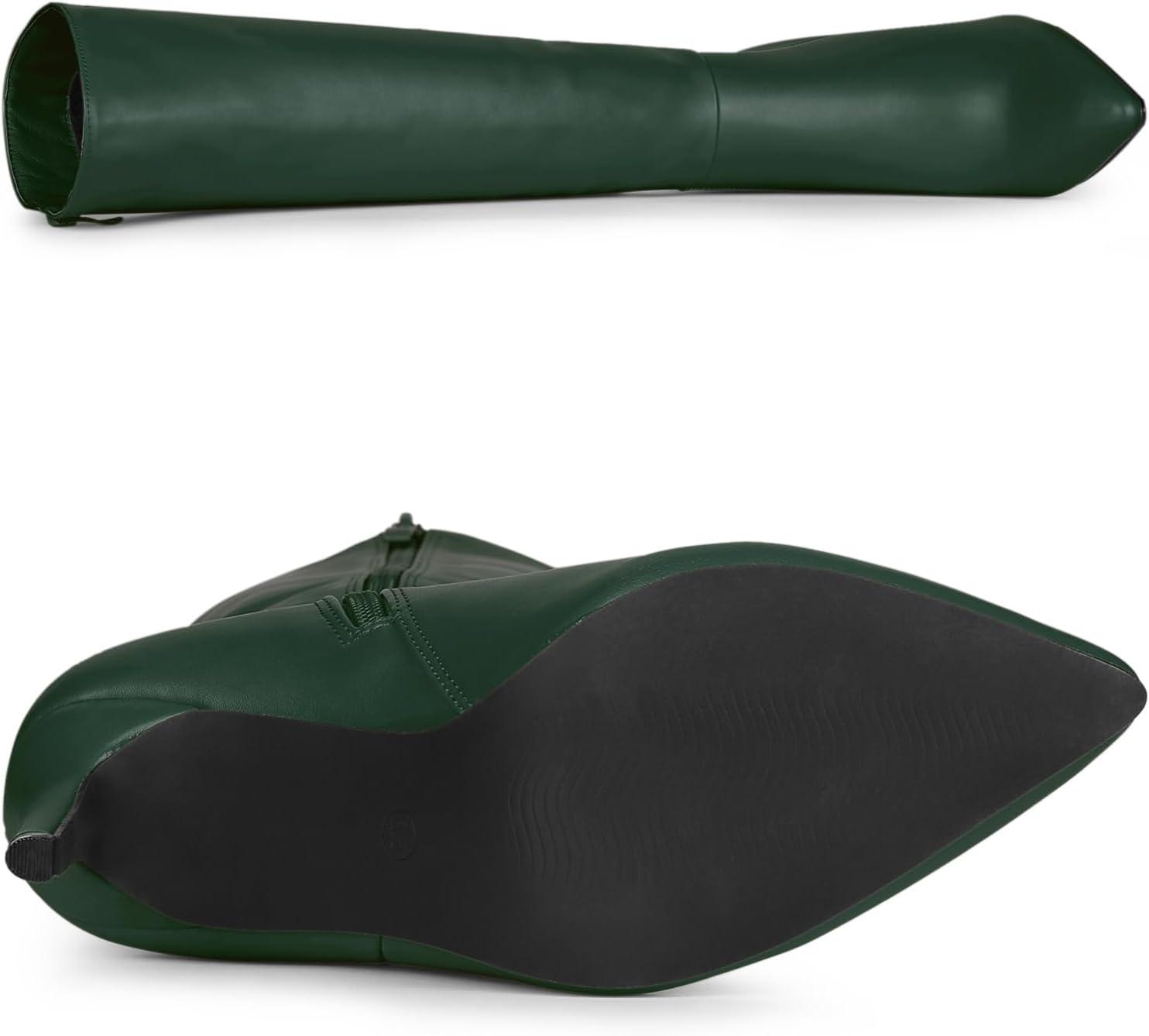 imageAllegra K Womens High Heels Pointed Toe Stiletto Heel Knee High BootsDark Green