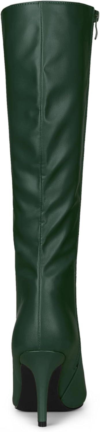 imageAllegra K Womens High Heels Pointed Toe Stiletto Heel Knee High BootsDark Green