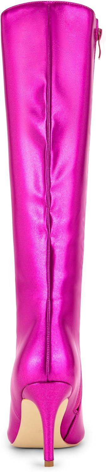 imageAllegra K Womens High Heels Pointed Toe Stiletto Heel Knee High BootsHot Pink