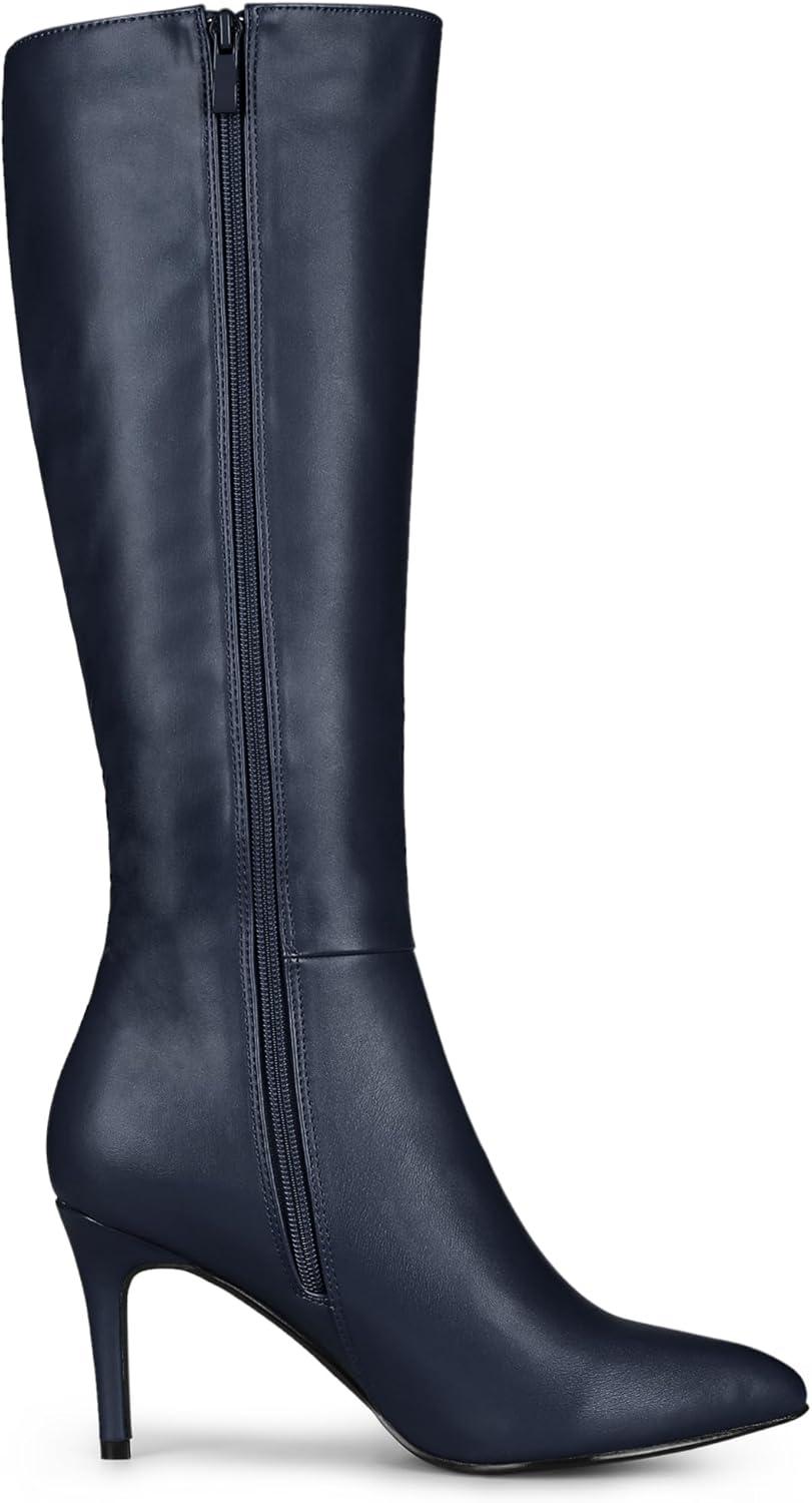 imageAllegra K Womens High Heels Pointed Toe Stiletto Heel Knee High BootsNavy Blue