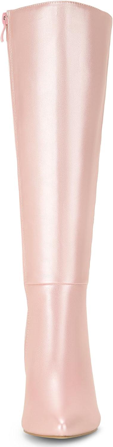 imageAllegra K Womens High Heels Pointed Toe Stiletto Heel Knee High BootsPink