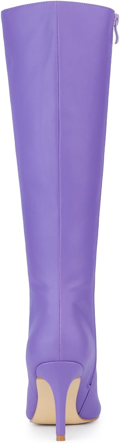 imageAllegra K Womens High Heels Pointed Toe Stiletto Heel Knee High BootsPurple