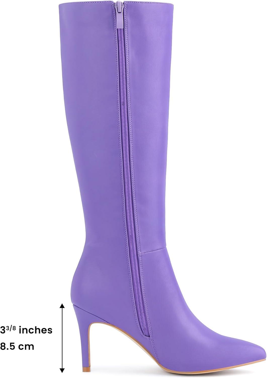 imageAllegra K Womens High Heels Pointed Toe Stiletto Heel Knee High BootsPurple