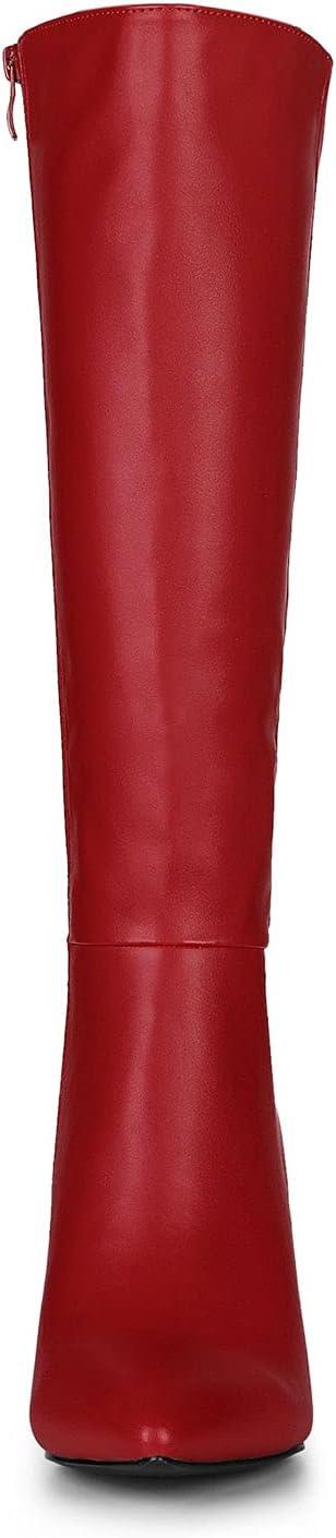 imageAllegra K Womens High Heels Pointed Toe Stiletto Heel Knee High BootsRed