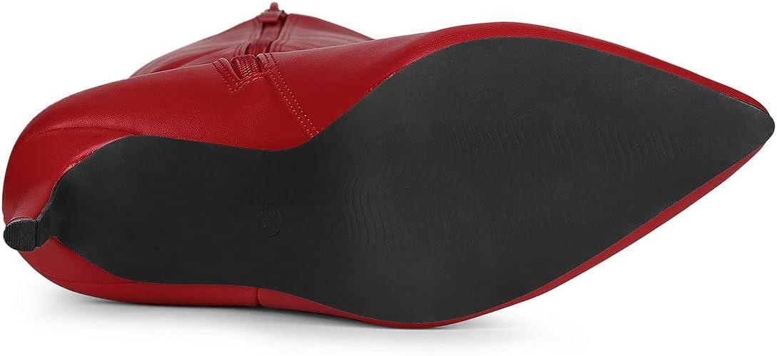 imageAllegra K Womens High Heels Pointed Toe Stiletto Heel Knee High BootsRed