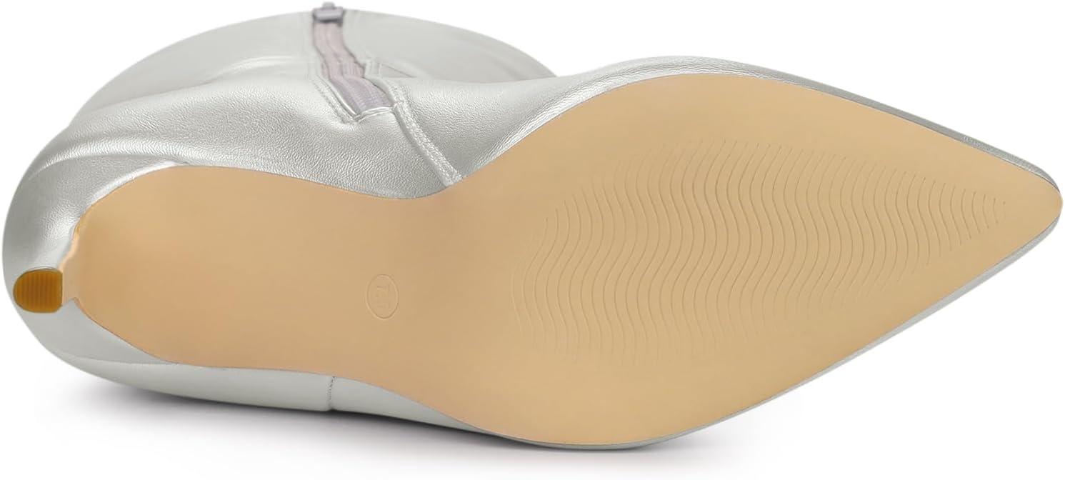 imageAllegra K Womens High Heels Pointed Toe Stiletto Heel Knee High BootsSilver