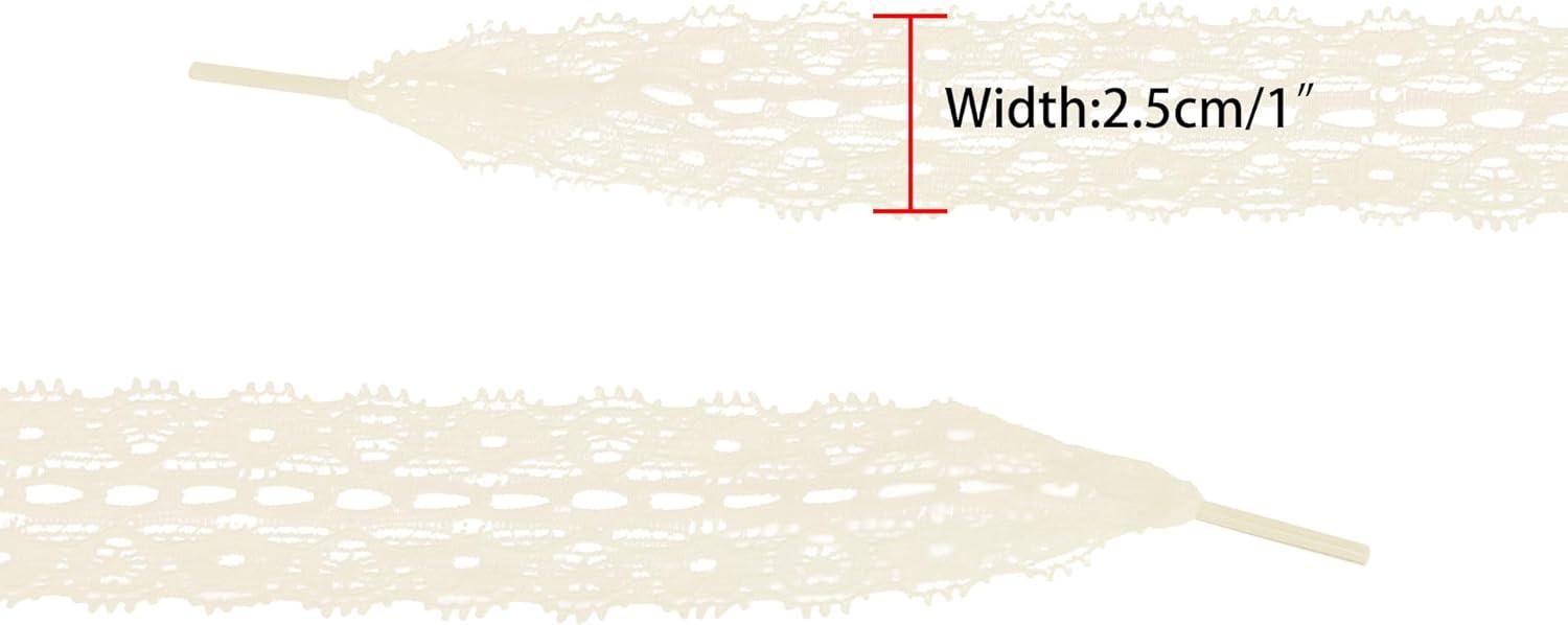 imageAllegra K Womens Lace Hollow Flower Embroidered Shoestrings Extra Wide Flat Shoe Laces for Sneakers 2 PairsBeige