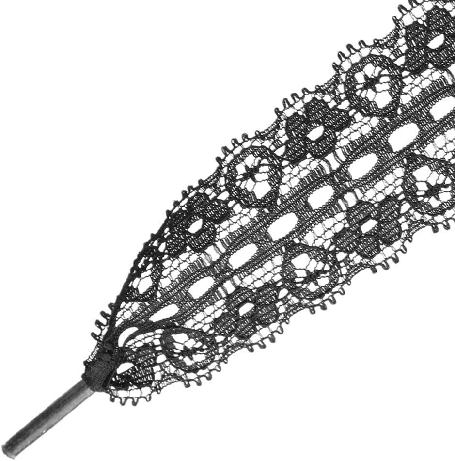 imageAllegra K Womens Lace Hollow Flower Embroidered Shoestrings Extra Wide Flat Shoe Laces for Sneakers 2 PairsBlack