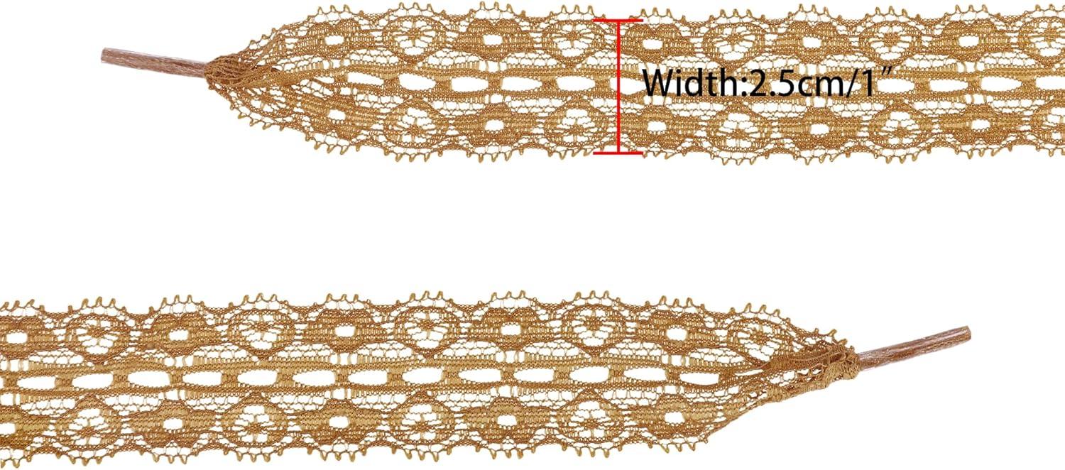 imageAllegra K Womens Lace Hollow Flower Embroidered Shoestrings Extra Wide Flat Shoe Laces for Sneakers 2 PairsBrown