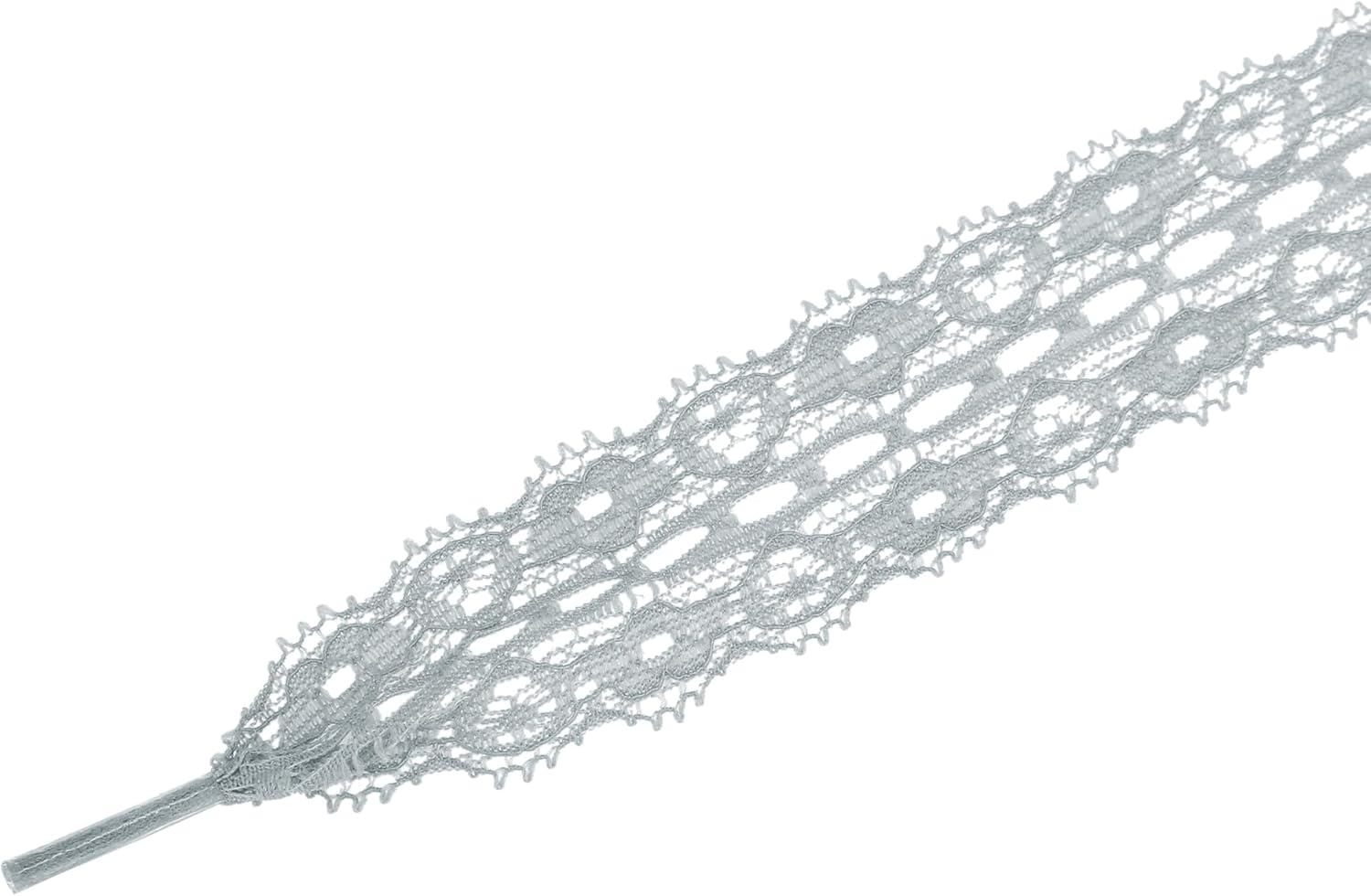 imageAllegra K Womens Lace Hollow Flower Embroidered Shoestrings Extra Wide Flat Shoe Laces for Sneakers 2 PairsGrey