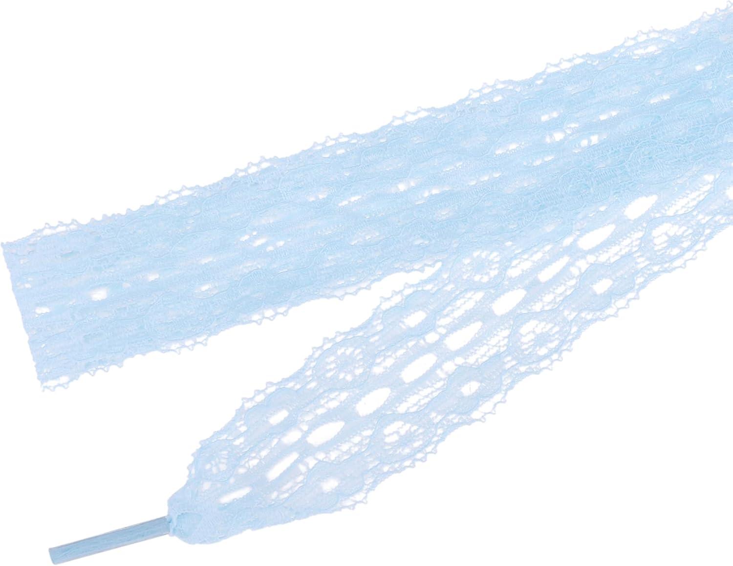 imageAllegra K Womens Lace Hollow Flower Embroidered Shoestrings Extra Wide Flat Shoe Laces for Sneakers 2 PairsLight Blue