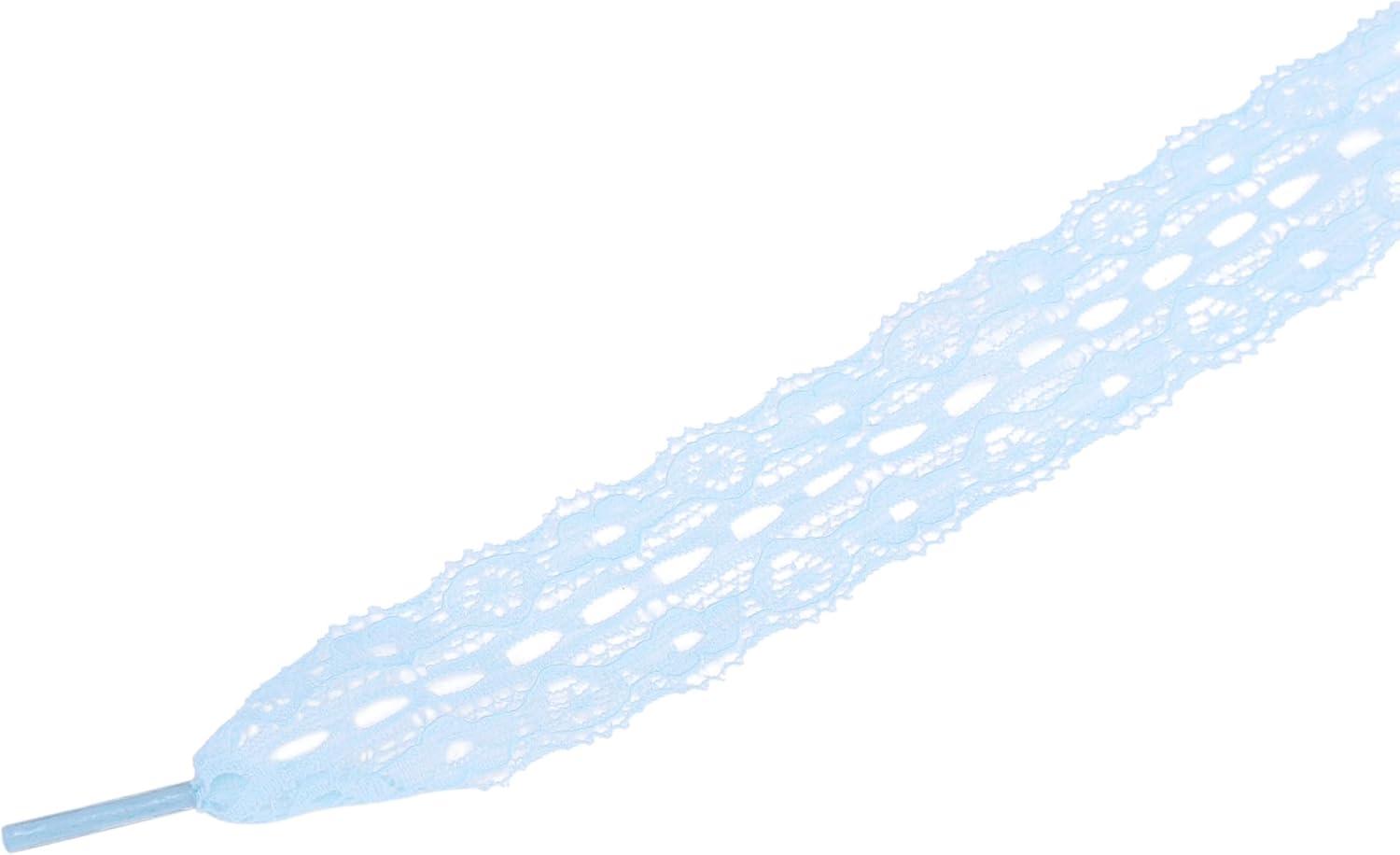 imageAllegra K Womens Lace Hollow Flower Embroidered Shoestrings Extra Wide Flat Shoe Laces for Sneakers 2 PairsLight Blue