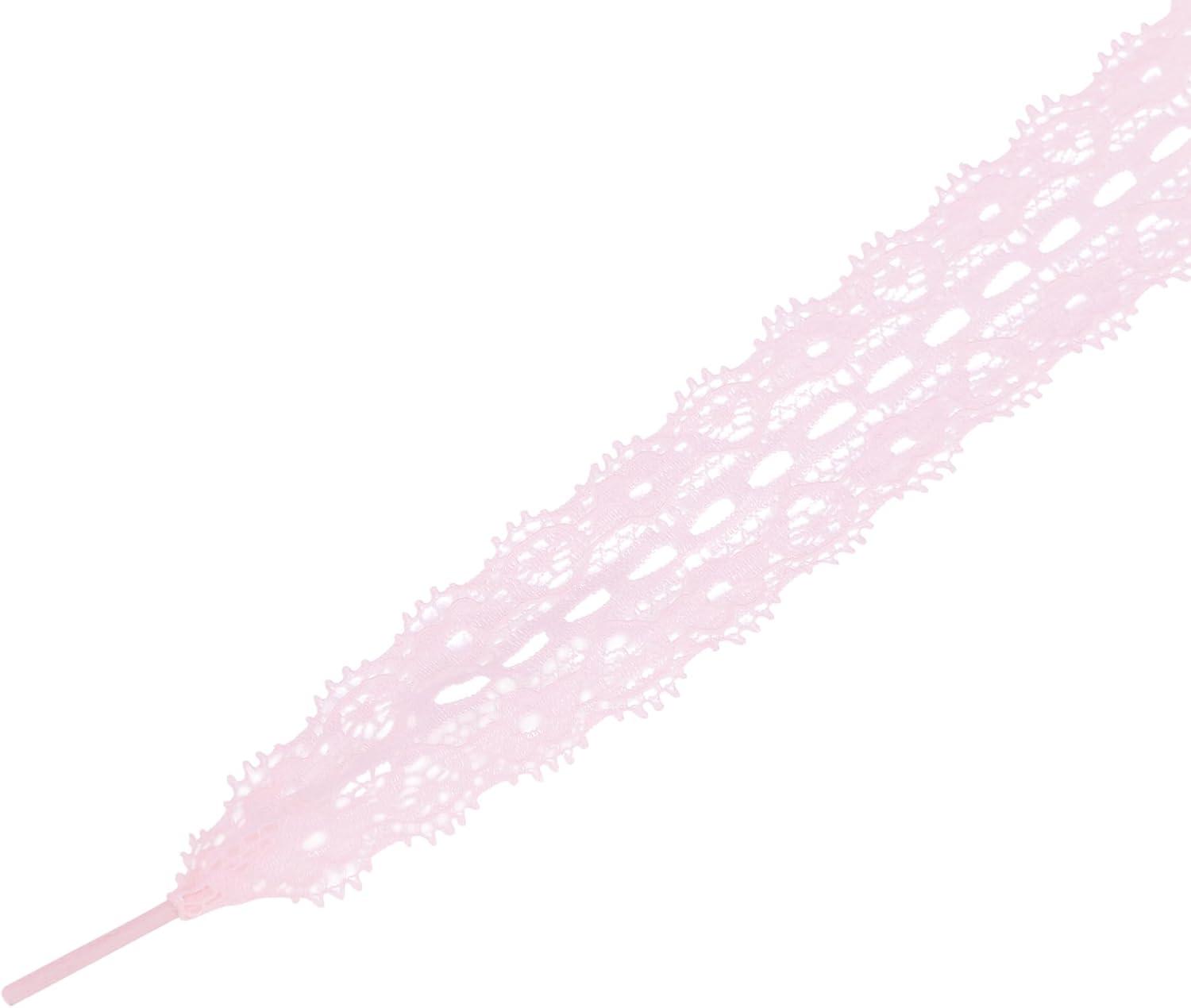 imageAllegra K Womens Lace Hollow Flower Embroidered Shoestrings Extra Wide Flat Shoe Laces for Sneakers 2 PairsPink