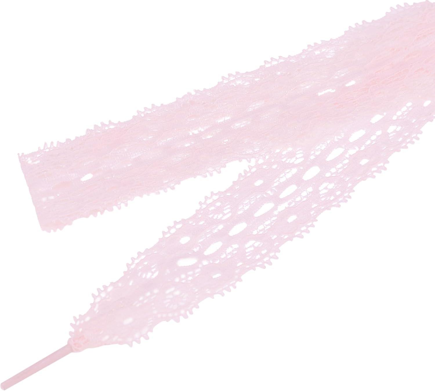 imageAllegra K Womens Lace Hollow Flower Embroidered Shoestrings Extra Wide Flat Shoe Laces for Sneakers 2 PairsPink