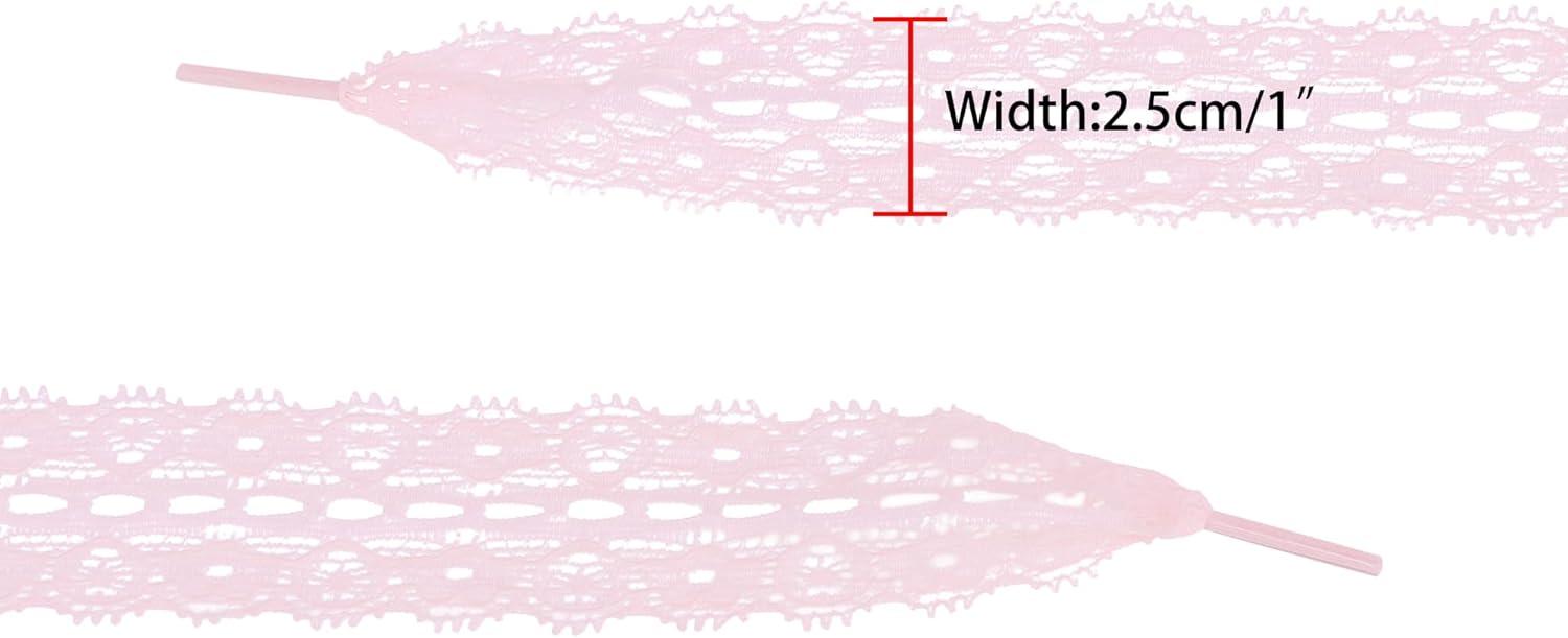 imageAllegra K Womens Lace Hollow Flower Embroidered Shoestrings Extra Wide Flat Shoe Laces for Sneakers 2 PairsPink